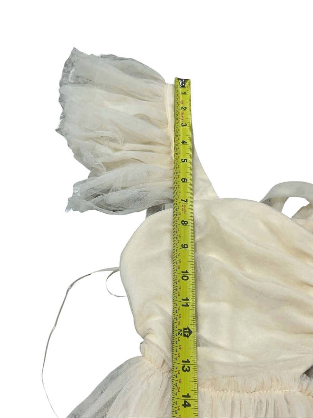 MABLE Mini Dress Mesh Tier Tulle Ruffle in Cream Size M Whimsical Fairycore NWOT - Picture 8 of 11